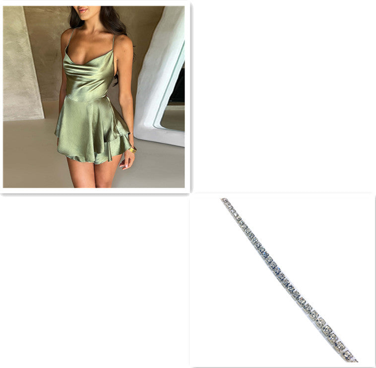 Robe Satinée Courte Dos Nu