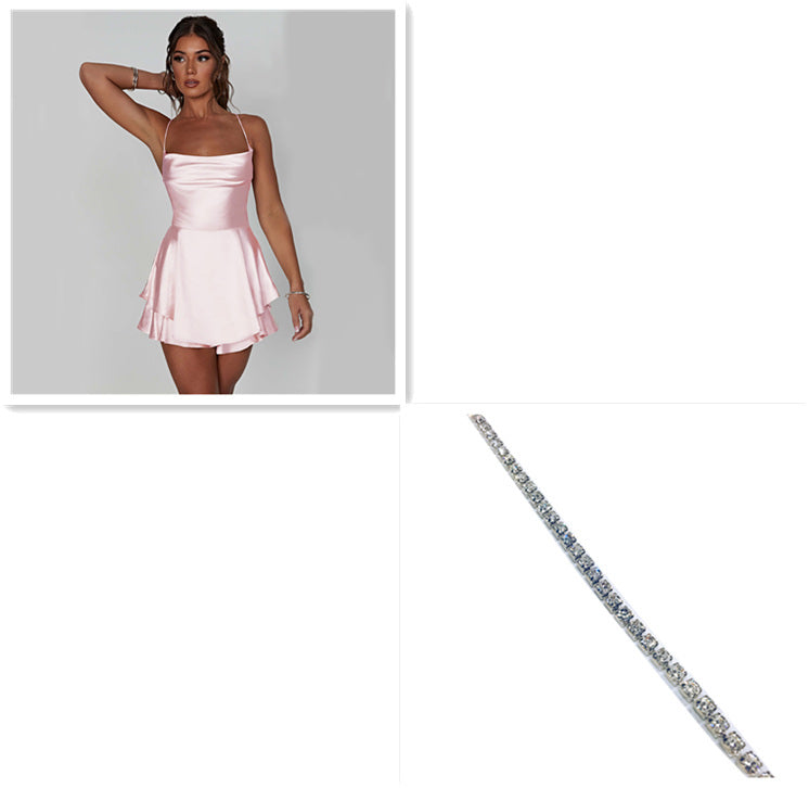 Robe Satinée Courte Dos Nu