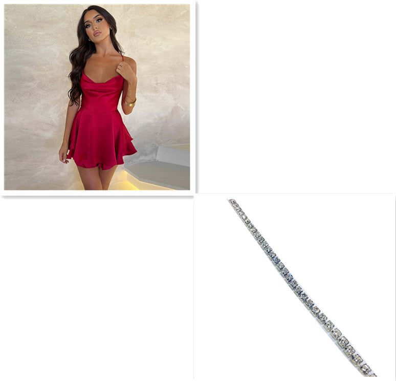 Robe Satinée Courte Dos Nu
