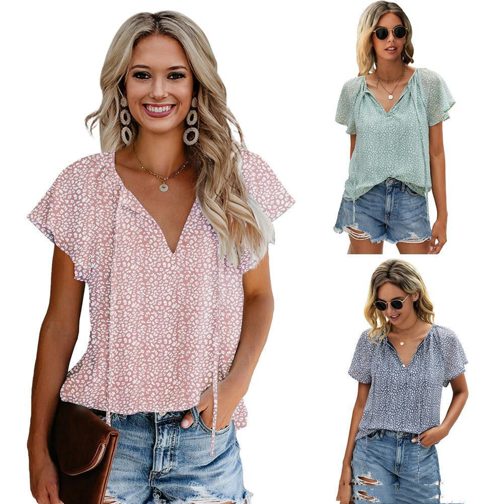 Blouse Fleurie Col V – Manches Volants Été Chic