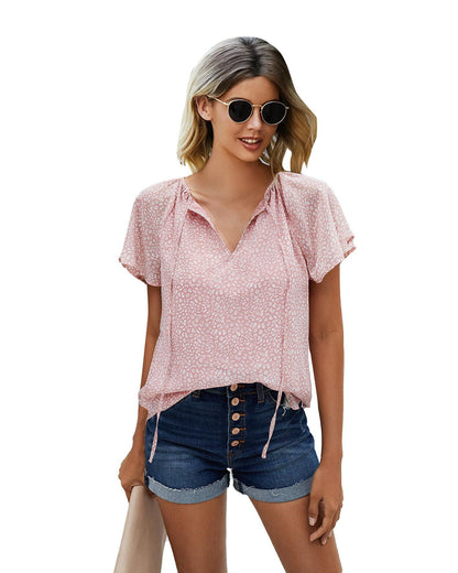 Blouse Fleurie Col V – Manches Volants Été Chic