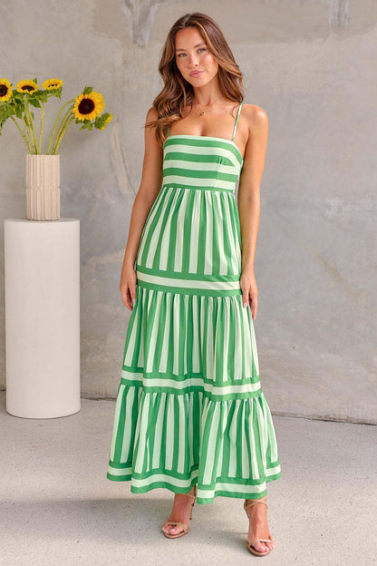 Robe Longue Rayée à Bretelles