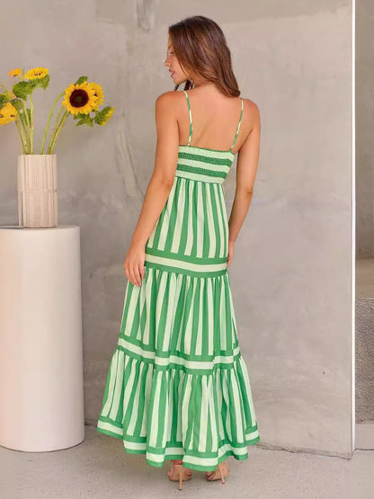 Robe Longue Rayée à Bretelles